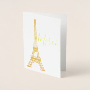Cartão Metalizado Nota: Foil Da Torre Eiffel Obrigado