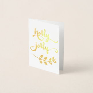 Cartão Metalizado Notecard de Natal Holly Jolly
