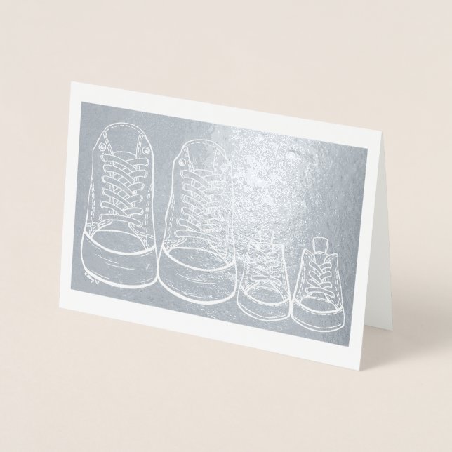 Cartão Metalizado Novos Parabéns de Chegada Novos Bebês (Frente)