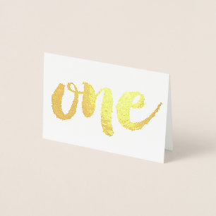 Cartão Metalizado Número Um Tipo de Letra Script 1ª Pincel Real