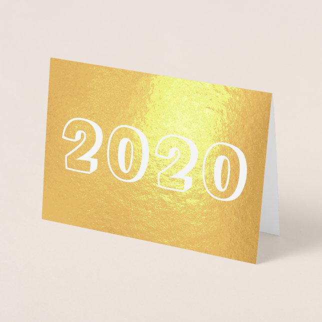 Cartão Metalizado Números de Feliz ano novo do ano 2020 personalizad (Frente)
