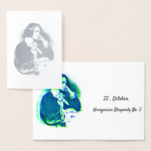 Cartão Metalizado o jovem Franz Liszt - retrato em prata