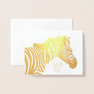 Cartão Metalizado Obrigado animal moderno da arte da foto da zebra