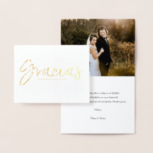 Cartão Metalizado Obrigado Chic Script Casamento Obrigado Foto