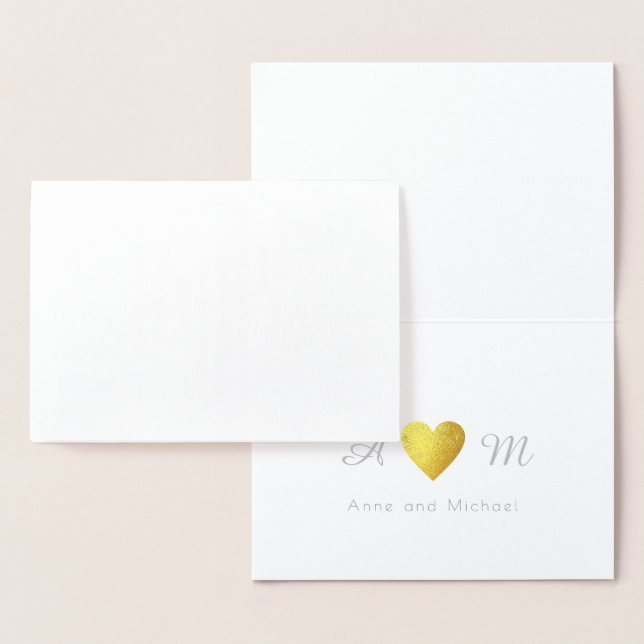 Cartão Metalizado obrigado de casamento monograma (Exibição)