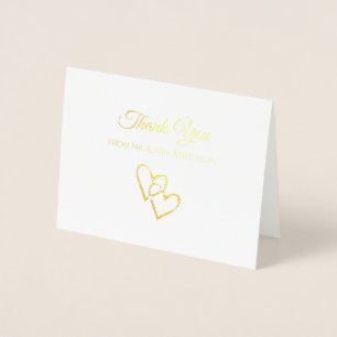 Cartão Metalizado Obrigado elegante do casamento do coração do dob