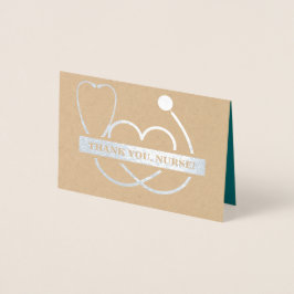 Cartão Metalizado Obrigado, Enfermeira. Stethoscope e Daisy Luxury