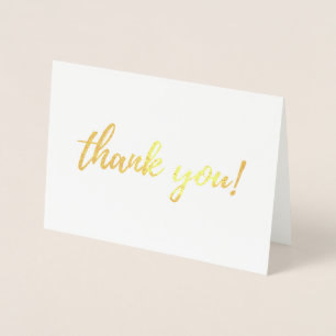 Cartão Metalizado Obrigado Gold Foil na fonte do script