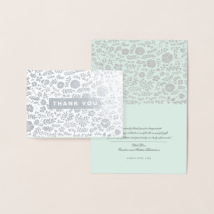 Cartão Metalizado Obrigado. Mint Silver Wedding