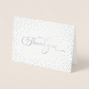 Cartão Metalizado Obrigado Modern Silver Foil Confetti Pontos