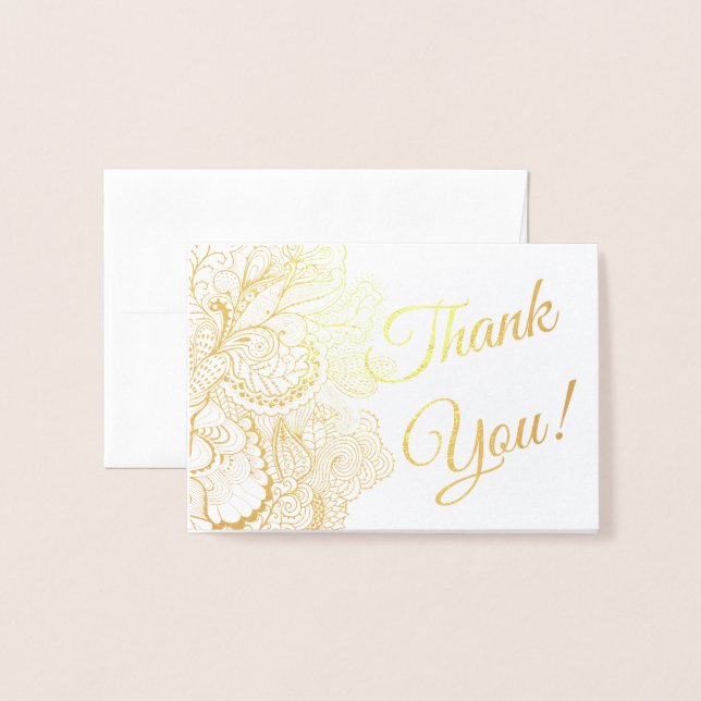 Cartão Metalizado Obrigado Sentimentos Foil Lacy Filigree (Frente com Envelope)