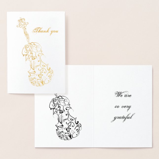 Cartão Metalizado Obrigado Violin Line Drake (Exibição)