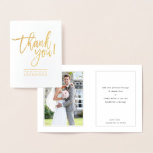 Cartão Metalizado Obrigados do WEDDING, novo script mínimo moderno