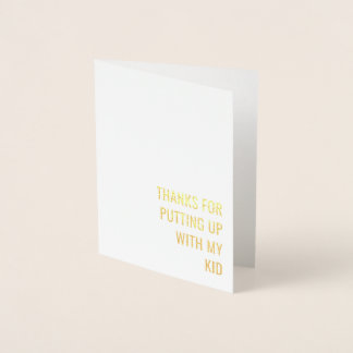 Cartão Metalizado "Obrigados para carregar o meu filho"