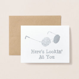 Cartão Metalizado Óculos redondos - Aqui está a olhar para as suas e