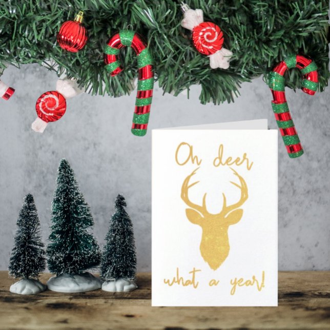 Cartão Metalizado Oh Deer, Que Ano! Feliz Natal (Criador carregado)