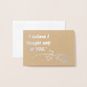 Cartão Metalizado Orgulho e Preconceito Citação Romântica