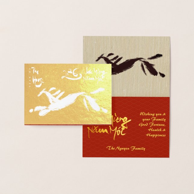 Cartão Metalizado Original Horse Painting Lunar 2026 Luxury FGC (Exibição)