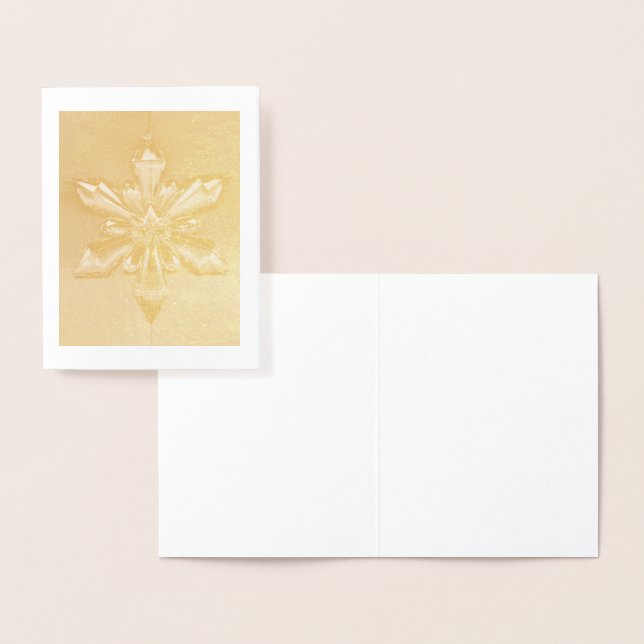 Cartão Metalizado Ornamento Floco de Neve de Natal ... folha de ouro (Exibição)