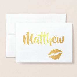 Cartão Metalizado Ouro Glam Kissy Lábios