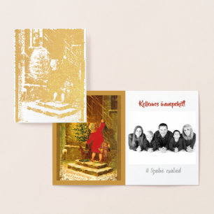 Cartão Metalizado Ouro húngaro do Natal desde 1896 -