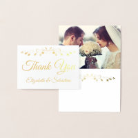 Ouro Vintage Fronteira Foto Casamento Obrigado