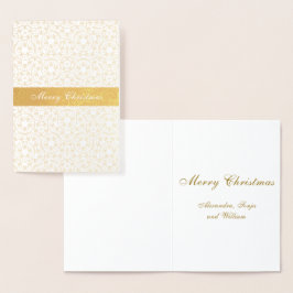 Cartão Metalizado Padrão de Estrelas Douradas de Natal Amarelo Perso