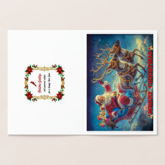 Cartão Metalizado Papai Noel e suas Reenas