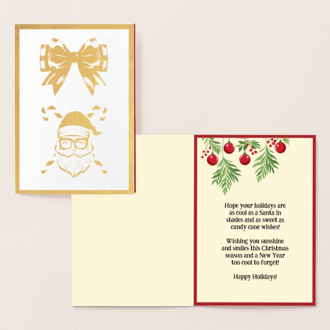 Cartão Metalizado Papais noeis personalizados no Natal de Shades e C (Exibição)