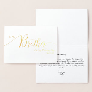 Cartão Metalizado Para Meu Irmão no Dia do Meu Casamento Roteiro Ele