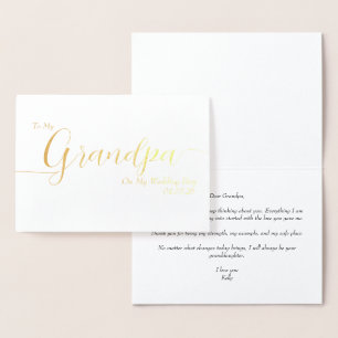Cartão Metalizado Para o meu avô no dia do meu casamento Elegante Sc