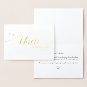 Cartão Metalizado Para o meu tio no dia do meu casamento Elegante Sc
