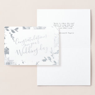Cartão Metalizado Parabéns de casamento floral em aquarela