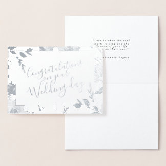 Cartão Metalizado Parabéns de casamento floral em aquarela