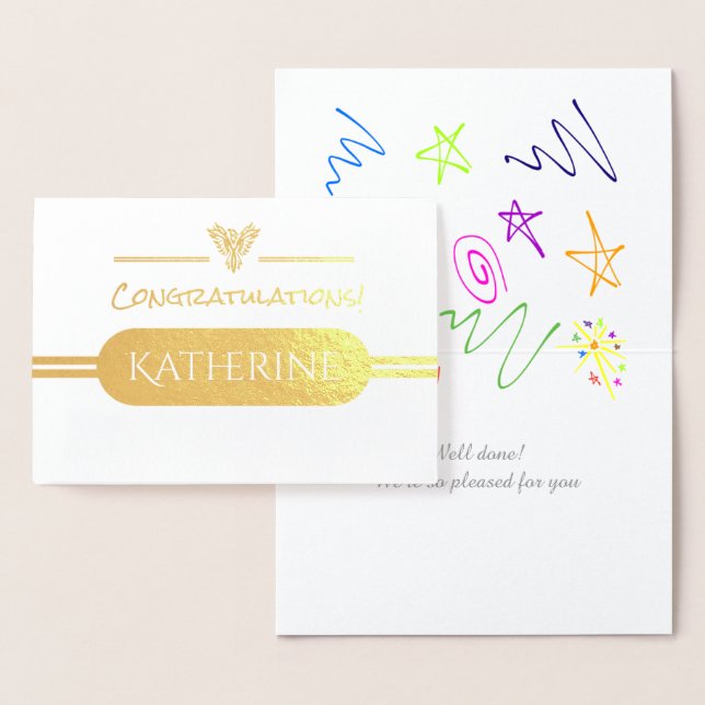 Cartão Metalizado Parabéns gerais com emblema de Phoenix ascensão (Exibição)