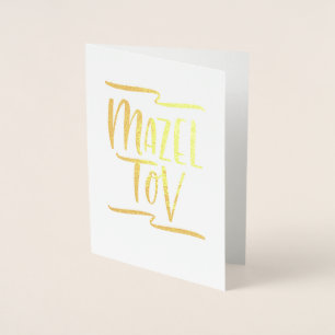 Cartão Metalizado Parabéns Mazel Tov com letra à mão
