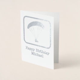 Cartão Metalizado Paraglider com legenda personalizada - Adicionar D