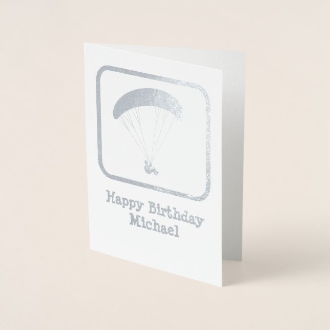 Cartão Metalizado Paraglider com legenda personalizada - Adicionar D (Frente)