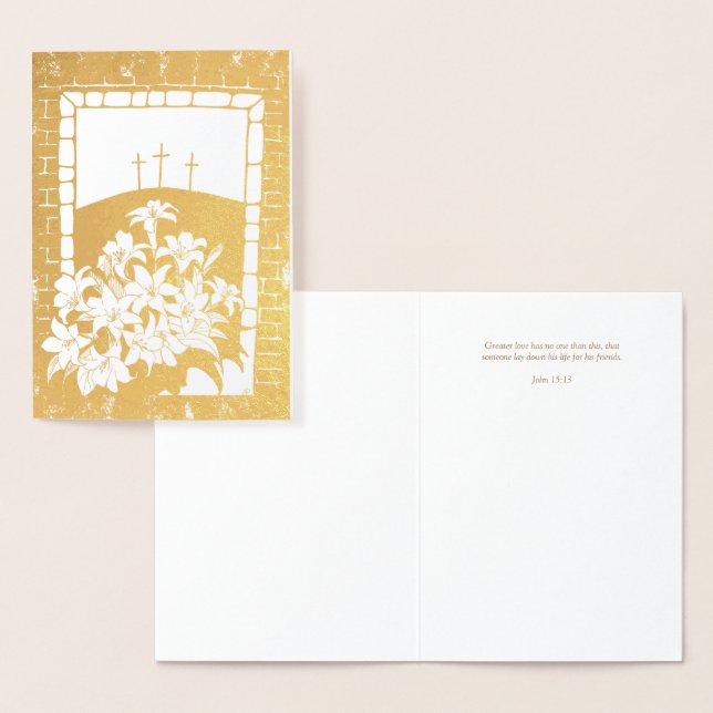 Cartão Metalizado páscoa "Grande Amor" saudando John 15:13 (Exibição)