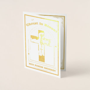 Cartão Metalizado Páscoa, ressurreição do Cristo, Cristo é aumentado