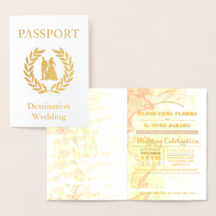 Cartão Metalizado passaporte do casamento do destino