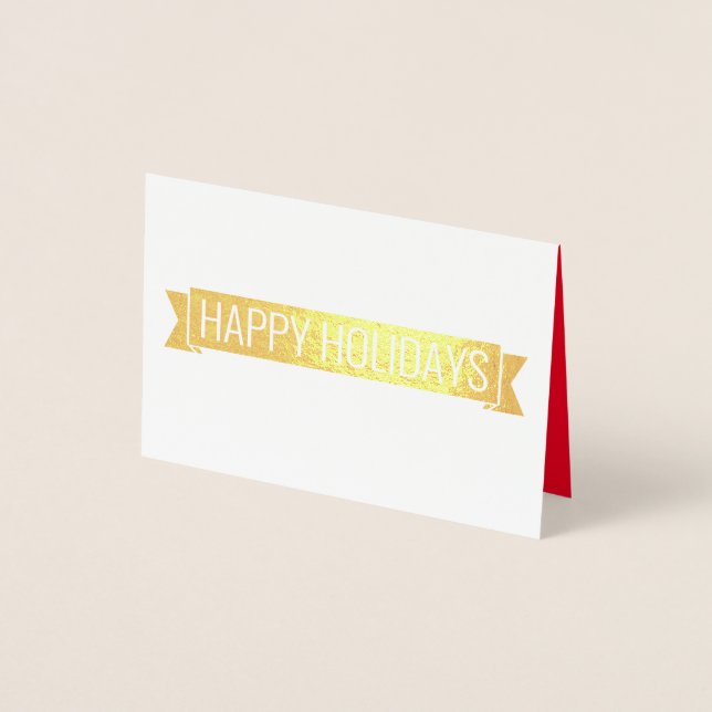 Cartão Metalizado pássaro vermelho na neve - Feriados felizes (Frente)