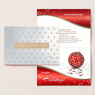 Cartão Metalizado PEACE+AMOR+JOY. Empresa de Natal Luxury