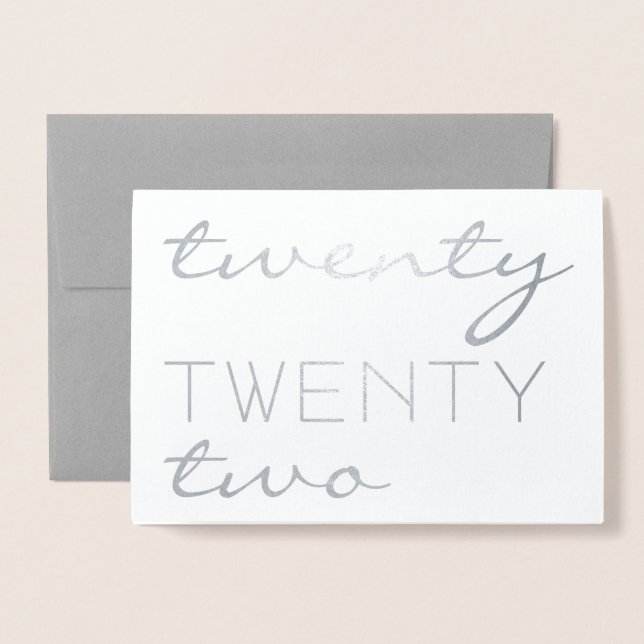 Cartão Metalizado Personalizar Ano 2022 Tipografia Moderna Foil Eleg (Frente com envelope)