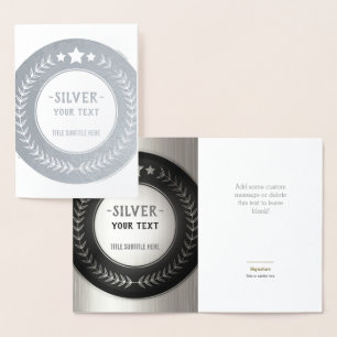 Cartão Metalizado PERSONALIZÁVEL IMPRESSÃO DIY MEDAL Silver Champion