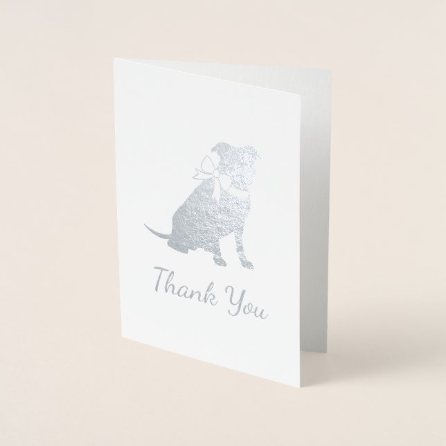 Cartão Metalizado Pit Bull Cachorro Bebê Pitbull Chá Sexo Neutro (Frente)