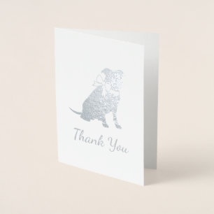 Cartão Metalizado Pit Bull Chá de fraldas Pitbull Cachorro Azul