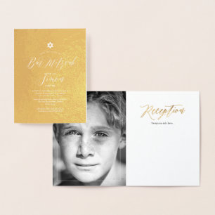 Cartão Metalizado PixDezines Dourado Bar Mitzvah+Caligrafia Moderna