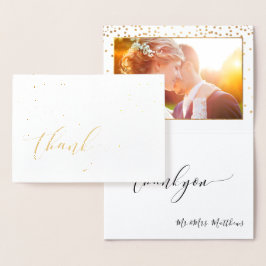 Cartão Metalizado PixDezines Dourado Confetti Obrigado