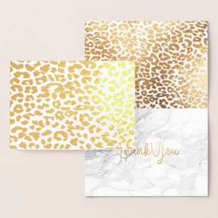 Cartão Metalizado PixDezines Manchas de leopardo douradas Agradecime